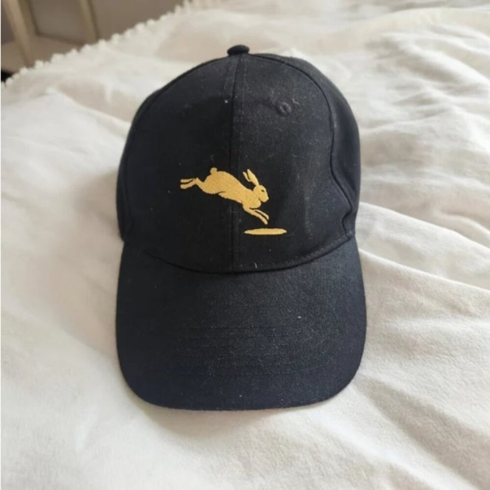 NWOT Chase Cellars | Black Baseball Hat with Gold Rabbit Logo, One Size